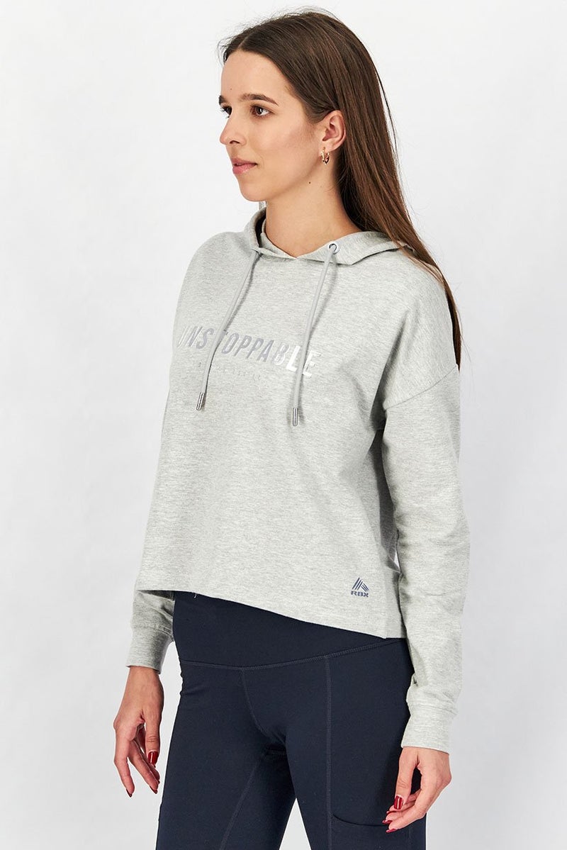 RBX Women Sportswear Fit Graphic Print Hoodie, Grey/Silver - Image 3