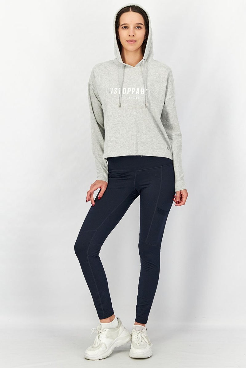 RBX Women Sportswear Fit Graphic Print Hoodie, Grey/Silver - Image 2