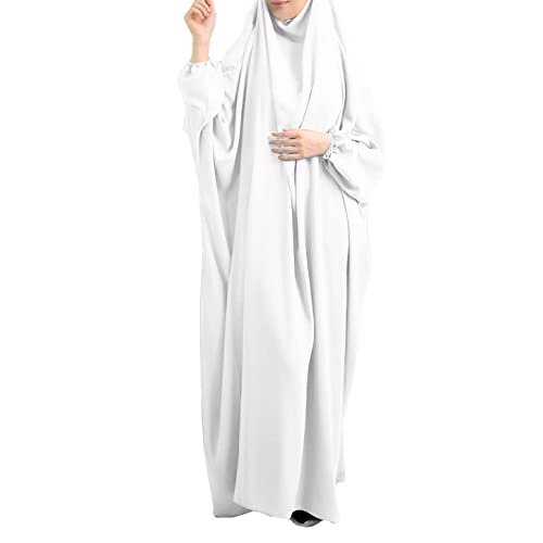 FPOVFPO Womens One-Piece Solid Abaya Muslim Prayer Dress Islamic Maxi Kaftan with Hijab Dubai Full Length Dress - Image 2