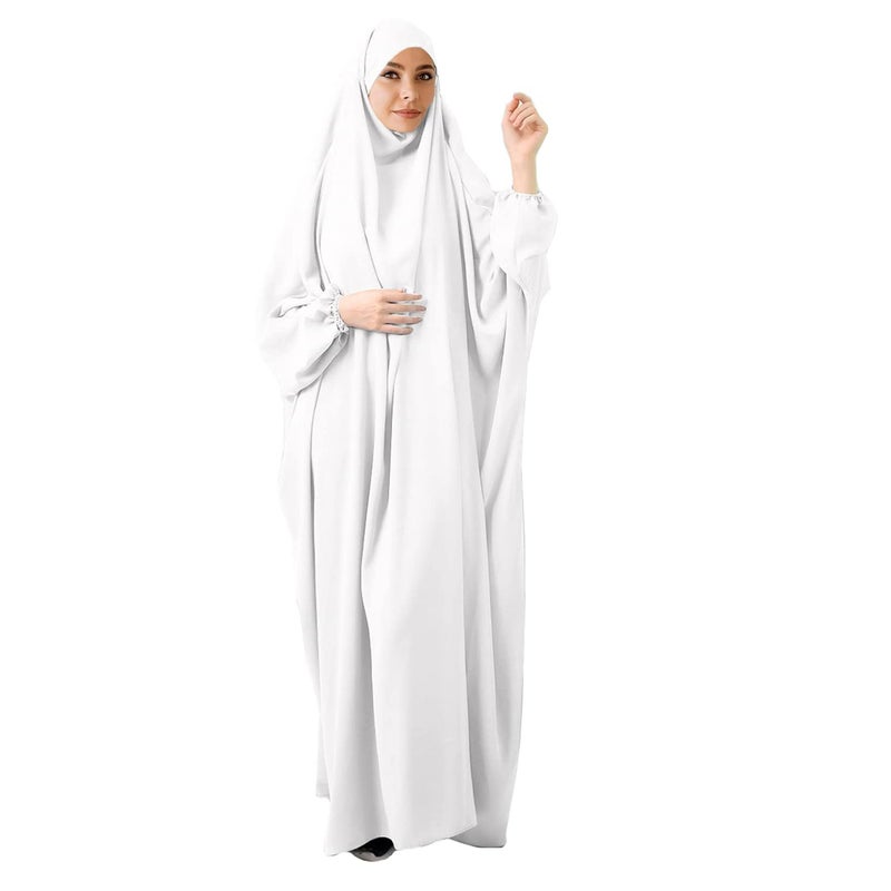 FPOVFPO Womens One-Piece Solid Abaya Muslim Prayer Dress Islamic Maxi Kaftan with Hijab Dubai Full Length Dress - Image 5