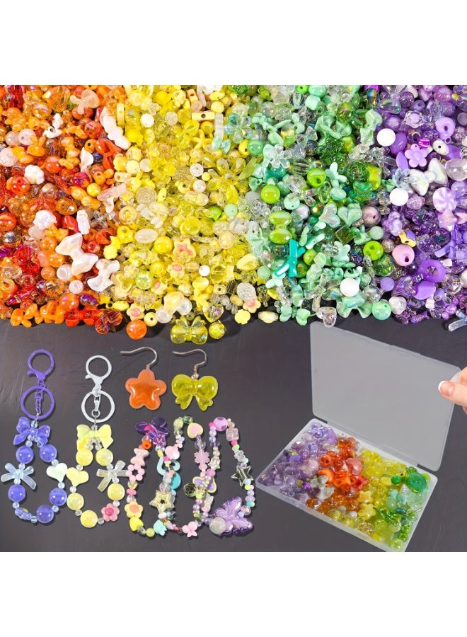 Capstro 180–240PCS Kawaii Acrylic Jewelry Making Kit (160g) – Orange, Yellow, Green & Purple Assorted Resin Charms for DIY Bracelets, Necklaces, Keychains & Crafts – Fun Bead Set for Kids & Adults - Image 1