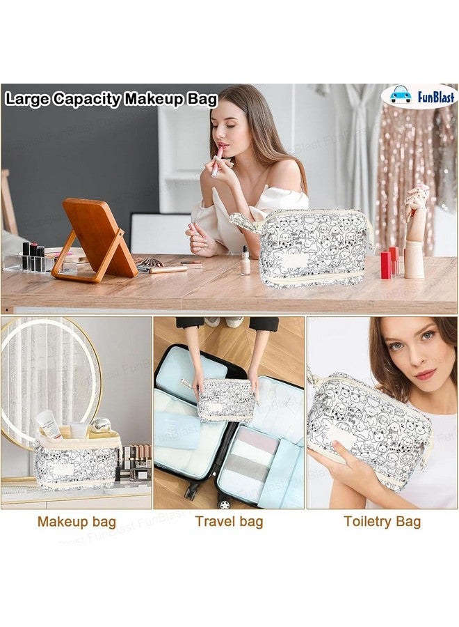 FunBlast FunBlast Makeup Pouch - Portable Cosmetic Pouch, Large Capacity Travel Makeup Organizer, Cosmetic Brush Case for Women Toiletry Bag for Girls with Handle, Make up and Accessories Bag - Multicolor  - Image 5