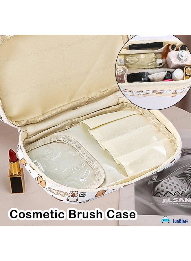 FunBlast FunBlast Makeup Pouch - Portable Cosmetic Pouch, Large Capacity Travel Makeup Organizer, Cosmetic Brush Case for Women Toiletry Bag for Girls with Handle, Make up and Accessories Bag - Multicolor  - Image 2