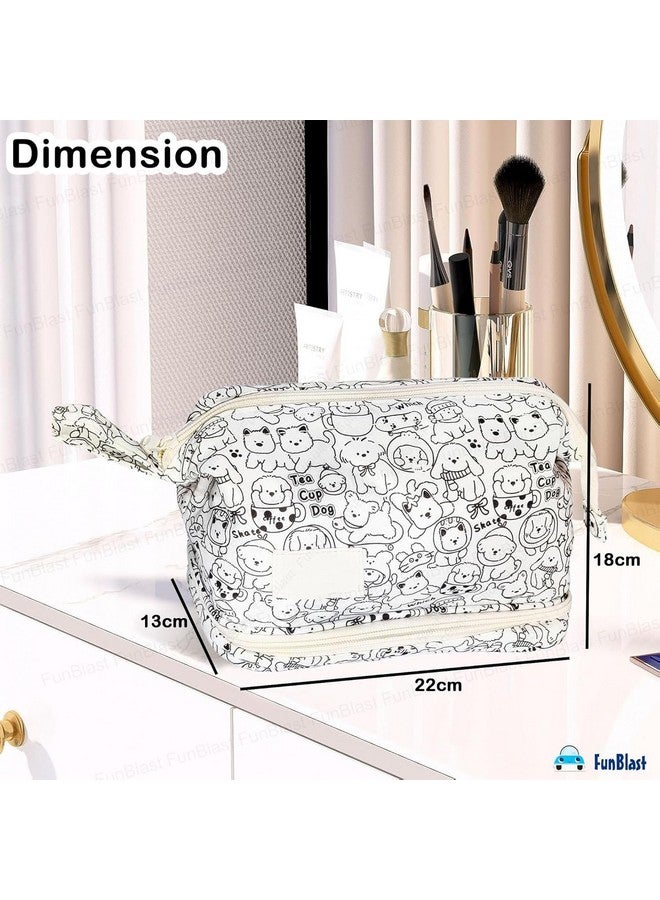 FunBlast FunBlast Makeup Pouch - Portable Cosmetic Pouch, Large Capacity Travel Makeup Organizer, Cosmetic Brush Case for Women Toiletry Bag for Girls with Handle, Make up and Accessories Bag - Multicolor  - Image 3