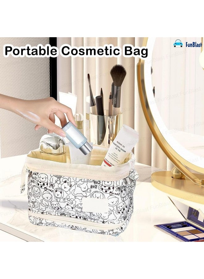 FunBlast FunBlast Makeup Pouch - Portable Cosmetic Pouch, Large Capacity Travel Makeup Organizer, Cosmetic Brush Case for Women Toiletry Bag for Girls with Handle, Make up and Accessories Bag - Multicolor  - Image 4