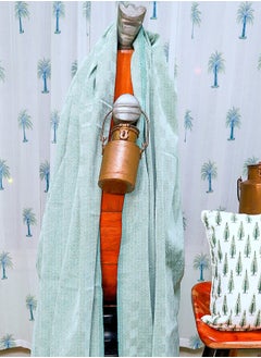 OJARIYA Teal and White Textured Handwoven Organic Handloom Cotton Throw Blanket  - Image 2