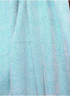 OJARIYA Teal and White Textured Handwoven Organic Handloom Cotton Throw Blanket  - Image 5