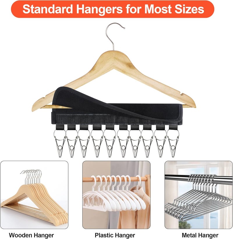 Binboov Hat Rack for Baseball Caps Hat Organizer Holder for Hanger & Room Closet Display, 2Pack 10 Hat Storage Clips for Hang Ball Caps Beanie, for Men Gift, Not Including Hangers & Hats (2PC Black) - Image 5