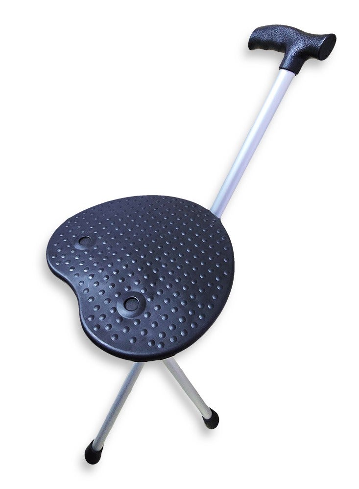 Adjustable crutches for the elderly, pregnant women, and the injured help walking and sitting at the same time, with a tripod and foam parts made of a non-slip material. Foldable tripod stick can be opened to use as a seat, black. - Image 5