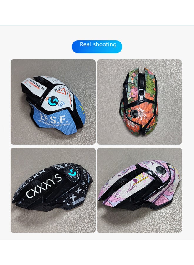 Applicable To Logitech G502 Universal Wired Wireless Mouse Anti-slip Stickers G502HERO Sweat-absorbent Non-slip E-sports Mouse Stickers-Color:G502-SY-040 Team Printing/Black Diamond-all Inclusive  - Image 3