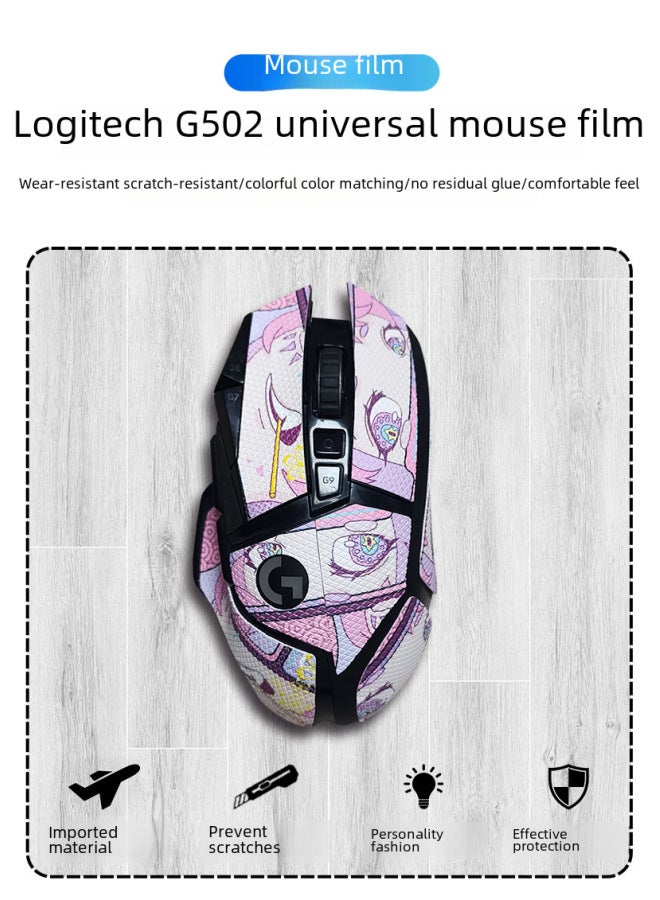 Applicable To Logitech G502 Universal Wired Wireless Mouse Anti-slip Stickers G502HERO Sweat-absorbent Non-slip E-sports Mouse Stickers-Color:G502-SY-040 Team Printing/Black Diamond-all Inclusive  - Image 5