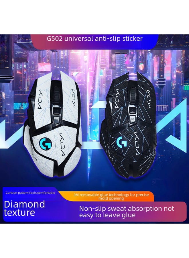 Applicable To Logitech G502 Universal Wired Wireless Mouse Anti-slip Stickers G502HERO Sweat-absorbent Non-slip E-sports Mouse Stickers-Color:G502-SY-040 Team Printing/Black Diamond-all Inclusive  - Image 2
