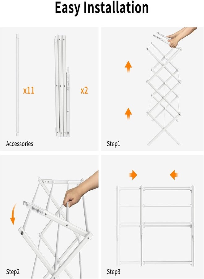 HOME CUBE Foldable Clothes Drying Stand - Expandable Metal Collapsible Towel Rack for Laundry - Space Saving Lightweight Drying Rack (Black) - Image 5