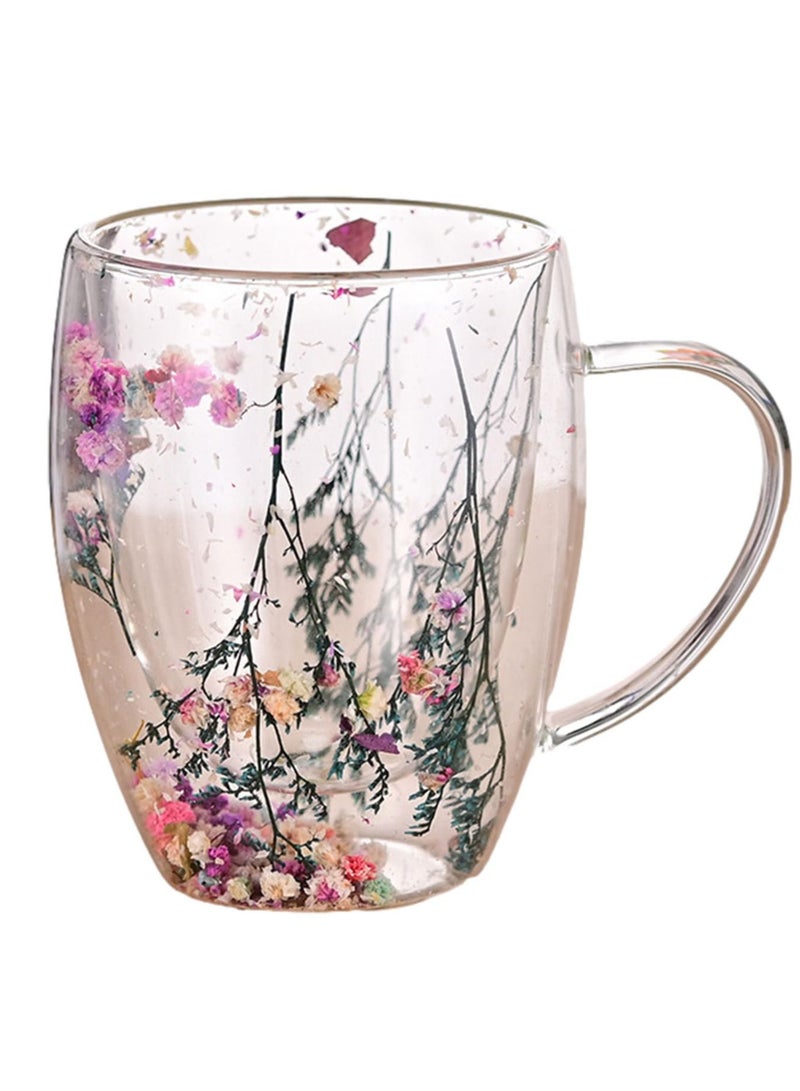 Excefore أكواب زجاجية مزدوجة الجدران، أكواب شاي مقاومة للحرارة، أكواب بوروسيليكات مضادة للحروق، أكواب كابتشينو شفافة، أكواب ورقية ساخنة مثالية للمشروبات الساخنة الشاي القهوة - Image 1