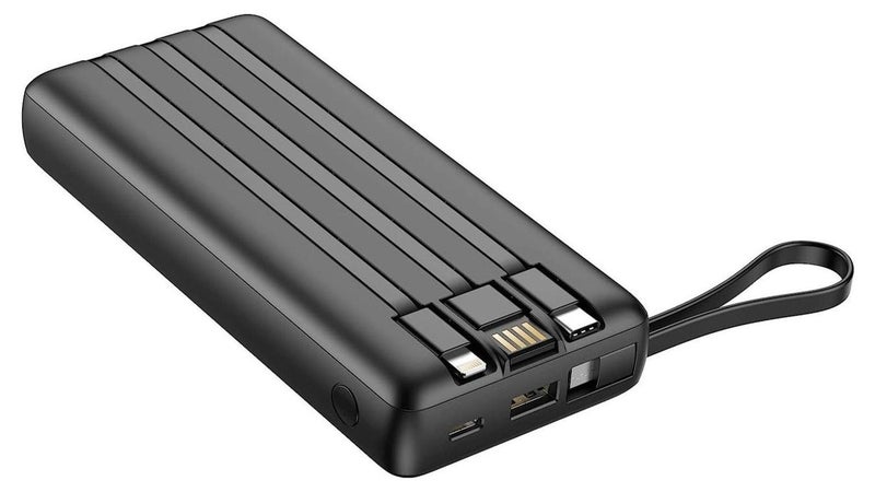 بنك طاقة محمول 20000 مللي أمبير مع كابلات مدمجة، شاحن سريع نحيف 20000 مللي أمبير، بنك طاقة بشاشة رقمية 20000 مللي أمبير لهاتف آيفون وسامسونج - Image 1