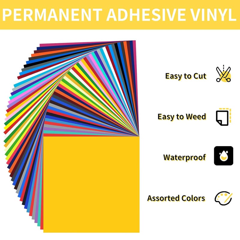 Huaxing Permanent Adhesive Vinyl Bundle - 90 Pack Vinyl Sheets (12â€x12â€, Glossy, Matte, Metallic) for Most Cutting Machines and Party Decoration, Sticker, Craft Cutter, Car Decal. - Image 2