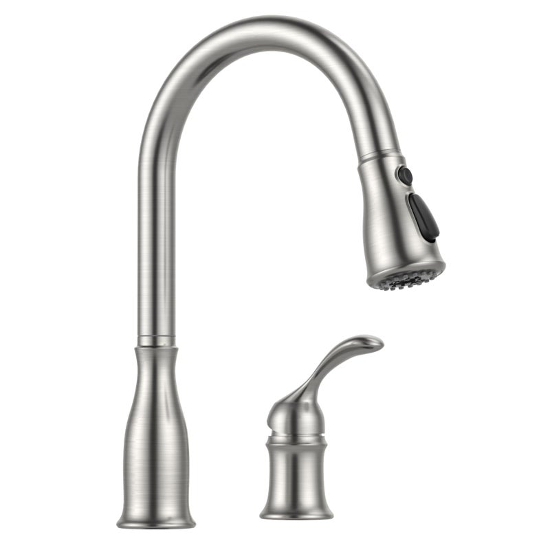 APPASO 2 Hole Kitchen Faucet with Pull Down Sprayer, Stainless Steel Brushed Nickel Commercial Kitchen Sink Faucet with Side Single Handle, APS278BN - Image 1