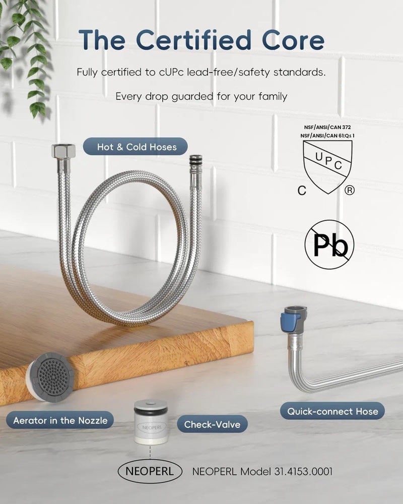 APPASO 2 Hole Kitchen Faucet with Pull Down Sprayer, Stainless Steel Brushed Nickel Commercial Kitchen Sink Faucet with Side Single Handle, APS278BN - Image 2