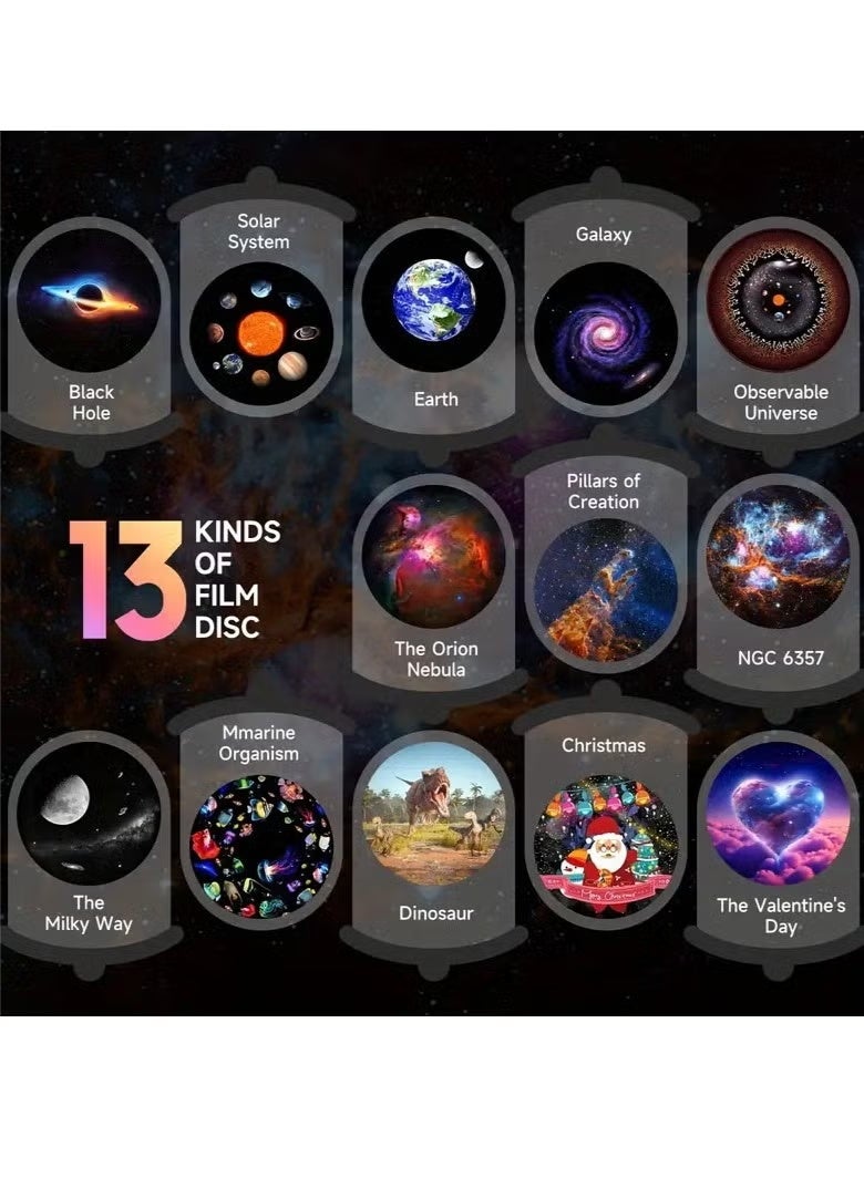 WALALLA Space Galaxy Star Projector, 13 in 1 Astronomy Planet Projector, Bedroom Ceiling Projection Night Light, Dynamic Effect, RGB Lighting, Suitable for Astronomy Enlightenment and Nursery Decoration, Gift - Image 2
