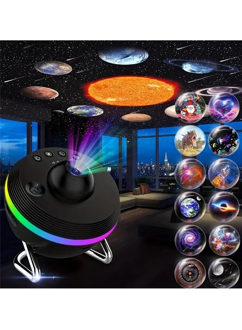 WALALLA Space Galaxy Star Projector, 13 in 1 Astronomy Planet Projector, Bedroom Ceiling Projection Night Light, Dynamic Effect, RGB Lighting, Suitable for Astronomy Enlightenment and Nursery Decoration, Gift - Image 1