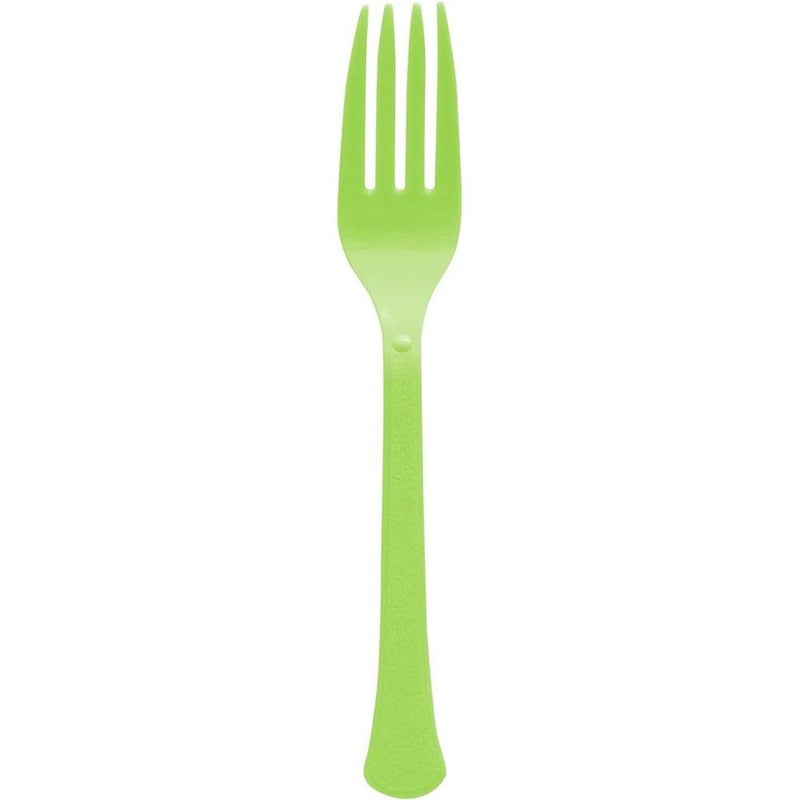 Amscan Elegant Kiwi Green Plastic Fork Pack Of 20  EcoFriendly Durable  Eyecatching Perfect For Parties  Events