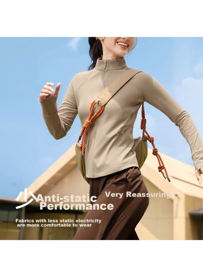 Vfu Women's Sports Jacket For Cycling, Running, Outdoor Fitness, Morning Jogging, Exercise, And Yoga, Autumn And Winter, Berry Red, Size M - Image 3