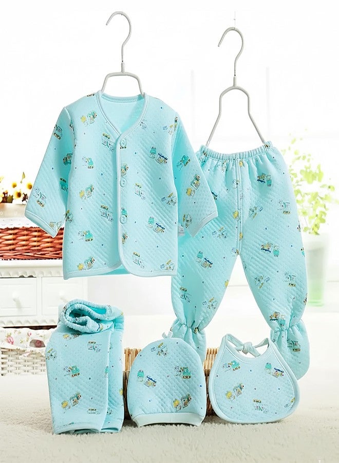 Fancy Walas Presents New Born Baby Summer Wear Printed Baby Clothes 5Pcs Sets 100% Cotton Boys Girls Unisex Baby Cotton/Summer or Flannel Suit Infant Clothes First Gift for New Born (0-6 Months) - Image 3