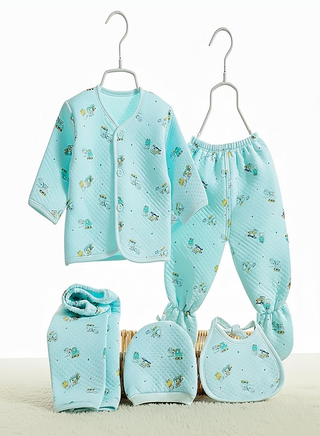 Fancy Walas Presents New Born Baby Summer Wear Printed Baby Clothes 5Pcs Sets 100% Cotton Boys Girls Unisex Baby Cotton/Summer or Flannel Suit Infant Clothes First Gift for New Born (0-6 Months) - Image 1