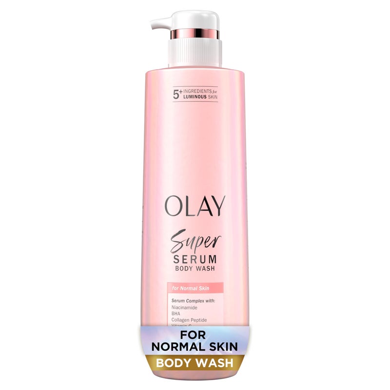 Olay غسول الجسم أولاي سوبر سيروم للبشرة العادية، ترطيب يدوم 24 ساعة، مركب سيروم يحتوي على 5+ مكونات لبشرة مشرقة ومتساوية ومشدودة، 18.5 أونصة سائلة - Image 1