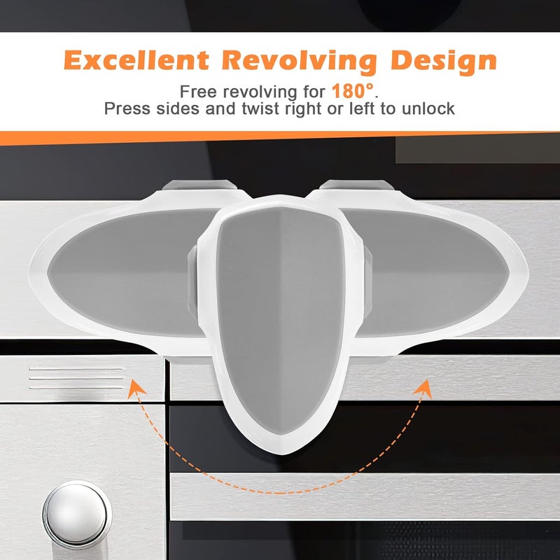 GCRQ 2 PCS Oven Door Lock Child Safety Oven Baby Proof Childproof Oven Front Lock Easy to Install and Use HeatResistant and Durable Material with 3M Adhesive No Screws or Drill2pcsWhite - Image 4