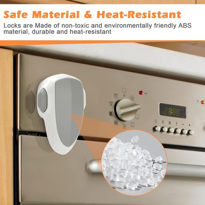 GCRQ 2 PCS Oven Door Lock Child Safety Oven Baby Proof Childproof Oven Front Lock Easy to Install and Use HeatResistant and Durable Material with 3M Adhesive No Screws or Drill2pcsWhite - Image 5