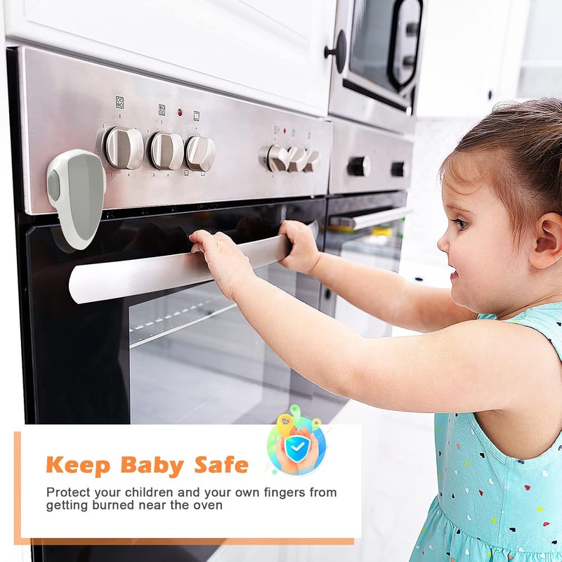 GCRQ 2 PCS Oven Door Lock Child Safety Oven Baby Proof Childproof Oven Front Lock Easy to Install and Use HeatResistant and Durable Material with 3M Adhesive No Screws or Drill2pcsWhite - Image 2
