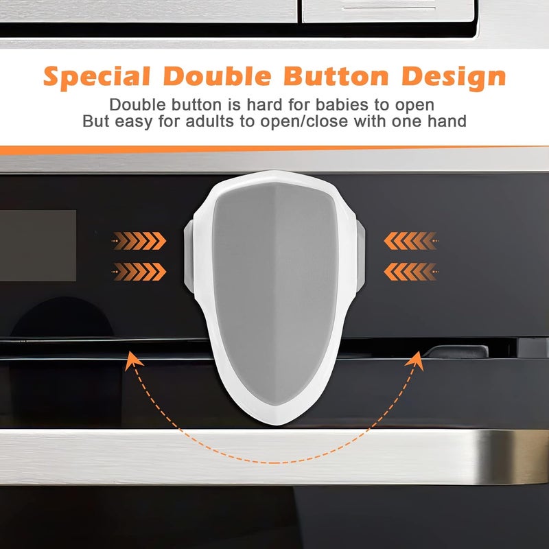 GCRQ 2 PCS Oven Door Lock Child Safety Oven Baby Proof Childproof Oven Front Lock Easy to Install and Use HeatResistant and Durable Material with 3M Adhesive No Screws or Drill2pcsWhite - Image 3