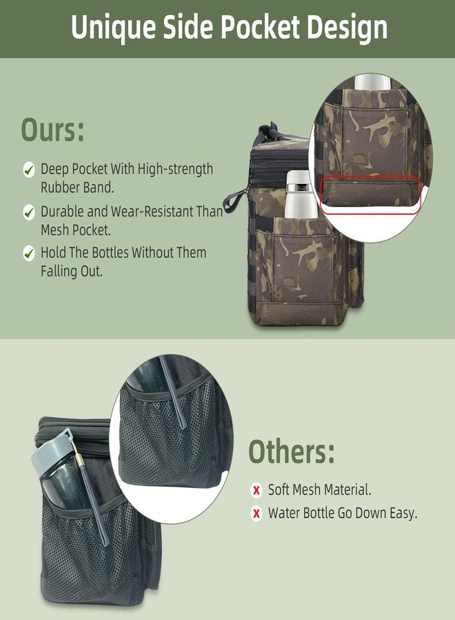 HSHRISH Tactical Lunch Box, Large Expandable Insulated Lunch Bag, Durable Waterproof Leakproof Cooler Bag for Adults/Men/Women/Work Outdoor Picnic Trips, 20 Cans/15 L, Black-Camo, - Image 4