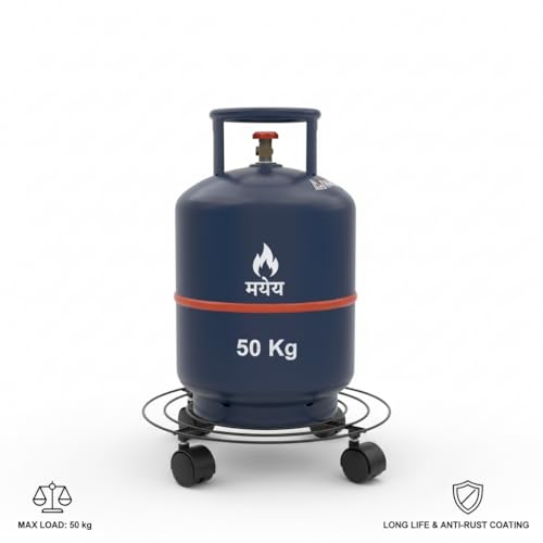 LIVECOOL LIVECCOL Black Metal Cylinder Trolley with Wheels | Stainless Steel Gas Cylinder Stand | Easy to Move Cylinder Trolley | Strong & Durable Gas Cylinder Trolly - Image 4