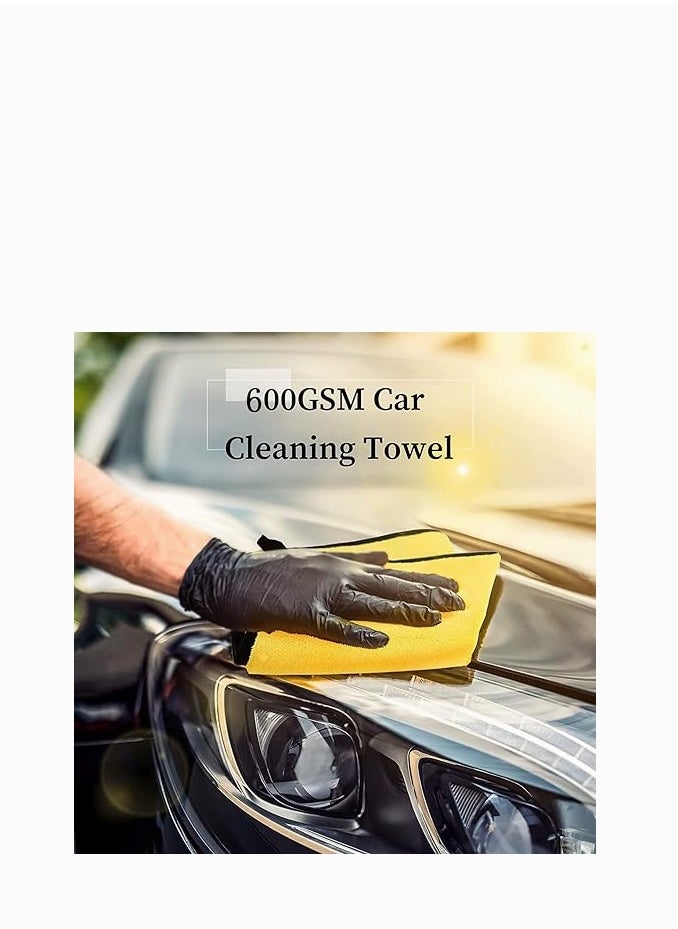 YUNSYE 4 Pcs Car Drying Towel,Large Thick Microfiber Cleaning Towel Auto Detailing Cloth Car Drying Wash Towels Polishing Waxing Dry for Cars Absorbent Towel, 40x40cm  - Image 2