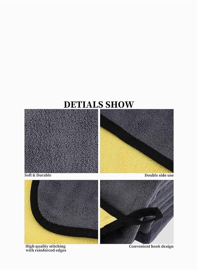 YUNSYE 4 Pcs Car Drying Towel,Large Thick Microfiber Cleaning Towel Auto Detailing Cloth Car Drying Wash Towels Polishing Waxing Dry for Cars Absorbent Towel, 40x40cm  - Image 3
