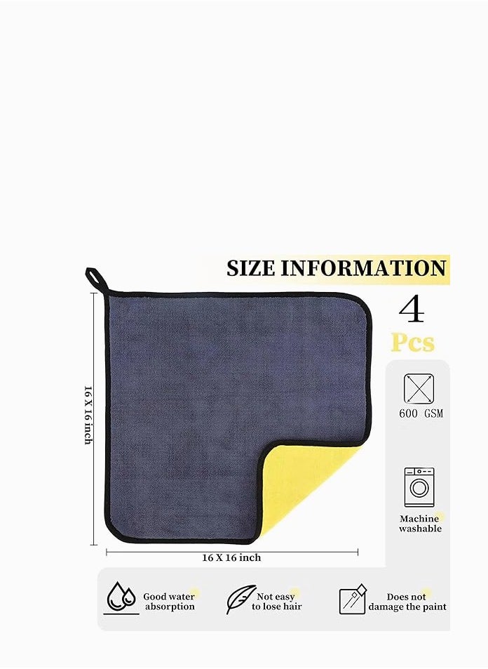 YUNSYE 4 Pcs Car Drying Towel,Large Thick Microfiber Cleaning Towel Auto Detailing Cloth Car Drying Wash Towels Polishing Waxing Dry for Cars Absorbent Towel, 40x40cm  - Image 4