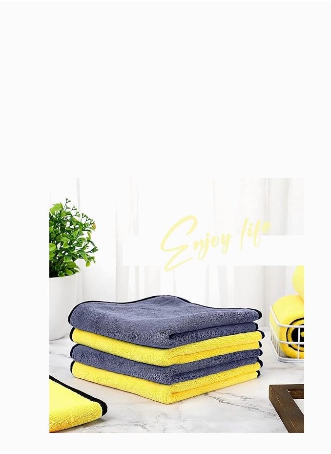 YUNSYE 4 Pcs Car Drying Towel,Large Thick Microfiber Cleaning Towel Auto Detailing Cloth Car Drying Wash Towels Polishing Waxing Dry for Cars Absorbent Towel, 40x40cm  - Image 5