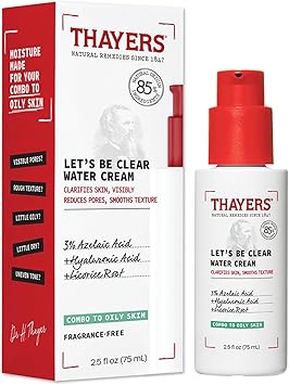 Thayers Lets Be Clear Water Face Cream Moisturizer with Azelaic Acid and Hyaluronic Acid Skin Care for Combination to Oily Skin 75 ml - Image 1