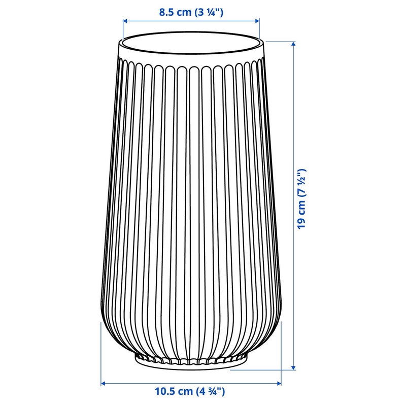GRADVIS Ribbed Glass Vase, Grey, 19 cm - Image 3