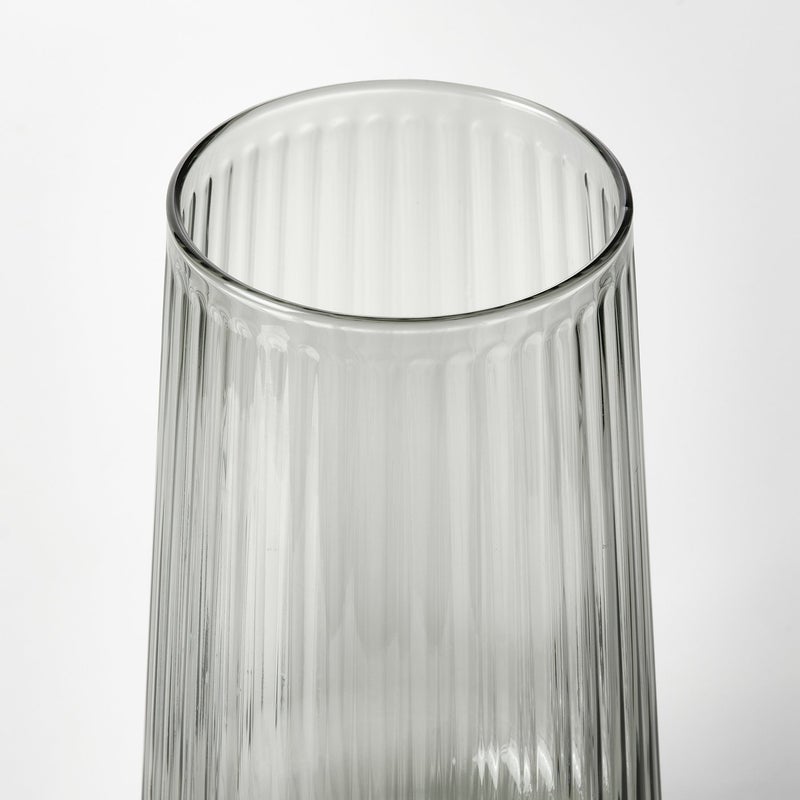 GRADVIS Ribbed Glass Vase, Grey, 19 cm - Image 2