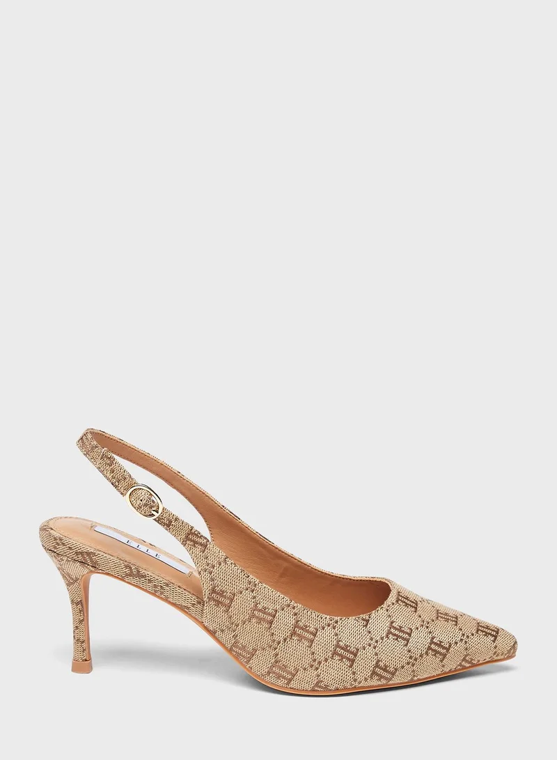 ELLE Pointed Toe Mid Heel Pumps
