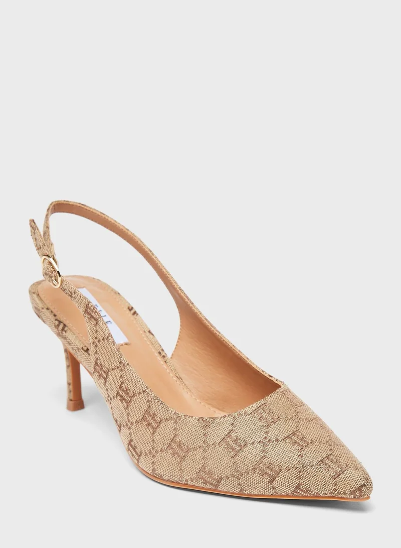 ELLE Pointed Toe Mid Heel Pumps