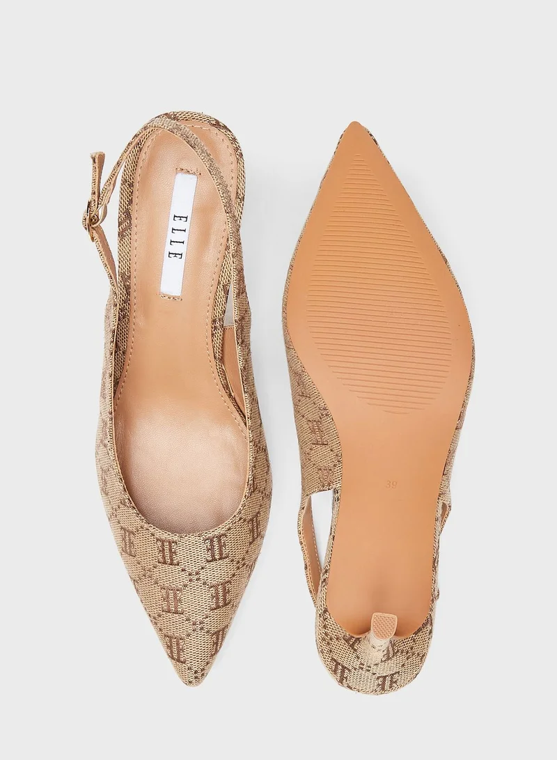 ELLE Pointed Toe Mid Heel Pumps