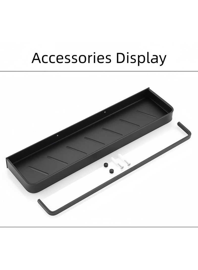 نايزان رف حمام مع حامل مناشف، منظم دش من الألومنيوم مثبت على الحائط، خزانة تخزين فوق المرحاض، أسود غير لامع، رف مستطيل للمطبخ - Image 3