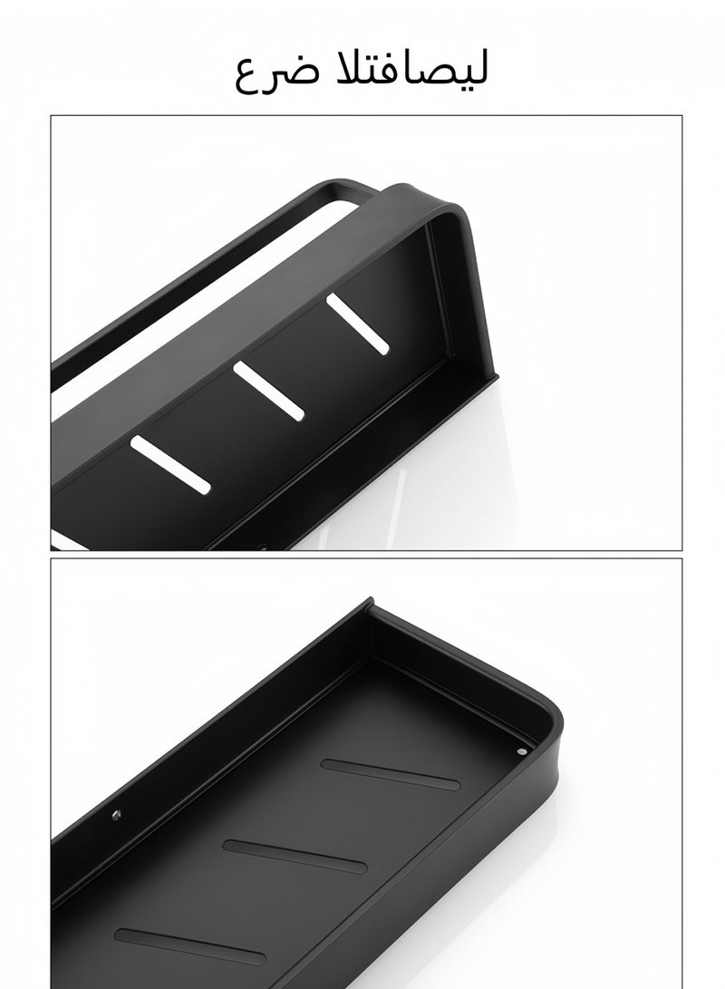 نايزان رف حمام مع حامل مناشف، منظم دش من الألومنيوم مثبت على الحائط، خزانة تخزين فوق المرحاض، أسود غير لامع، رف مستطيل للمطبخ - Image 4