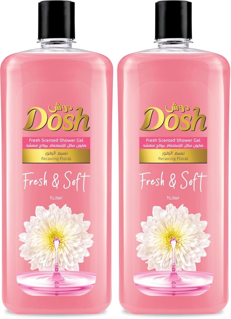 Dosh Shower Gel 1 Liter Rose (Pack of 2)