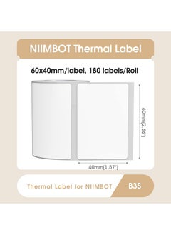 NIIMBOT B3S Label Printer, 60x40mmThermal Sticker Label, Waterproof, Tear-Proof Thermal Label Paper, 1 Roll of 180 Self-Adhesive Printer Labels, White  - Image 2