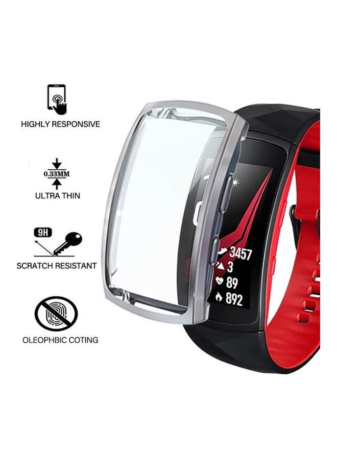 NIBEMINENT For Samsung Gear Fit 2 Pro Full Coverage Plating TPU Watch Case Silver - Image 3